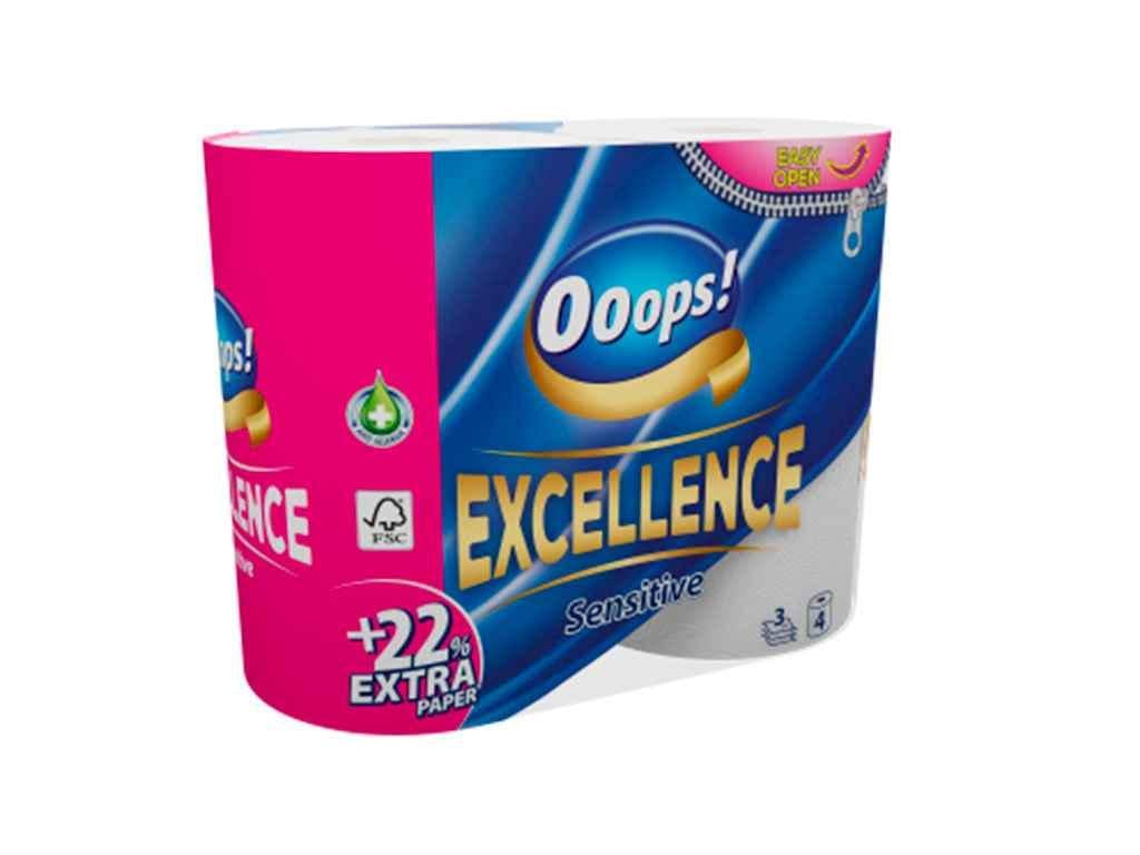 Туалетная бумага Ooops! Excellence 3 слоя 4 шт. 150 отрывов (797924)