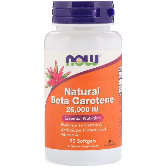 Витамин A NOW Foods Natural Beta Carotene 25,000 IU 90 Softgels