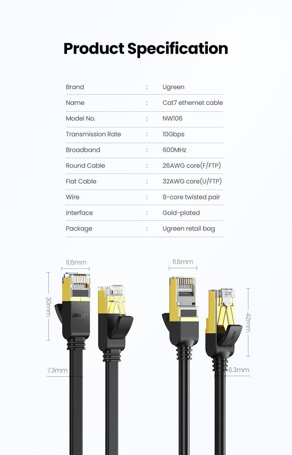 Патч-корд UGREEN NW107 Ethernet RJ45 1,5 м Black (11277) - фото 8