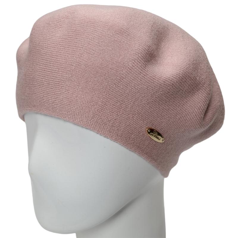 Берет женский двойной Novita Софи из вискозы теплый мягкий L р. 57-58 Пудра