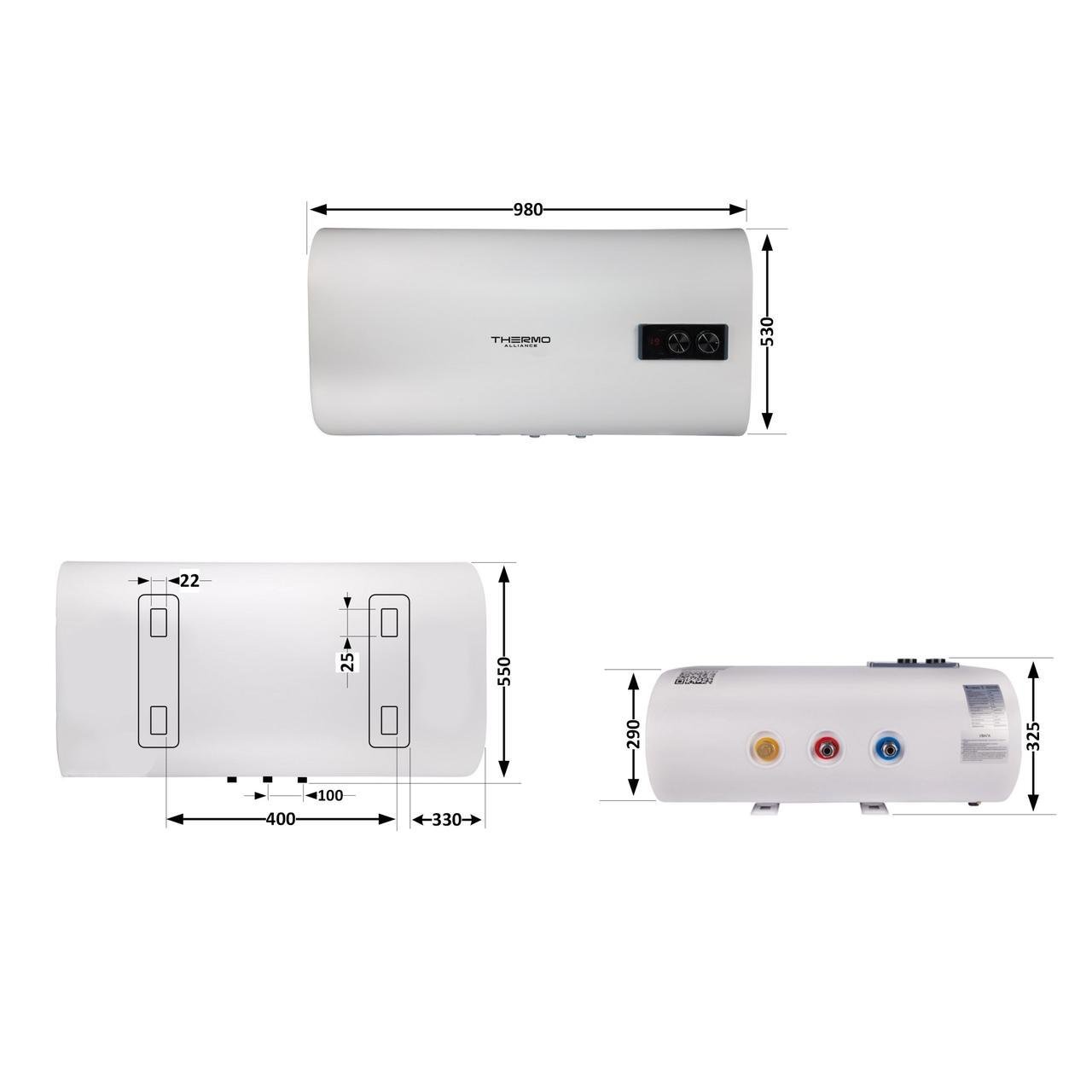 Водонагреватель электрический Thermo Alliance плоский горизонтальный мокрый ТЭН 2 кВт 0,8+1,2 80 л (DT80H20G(PD) - фото 2 Водонагреватель электрический Thermo Alliance плоский горизонтальный мокрый ТЭН 2 кВт 0,8+1,2 80 л (DT80H20G(PD) - фото 2