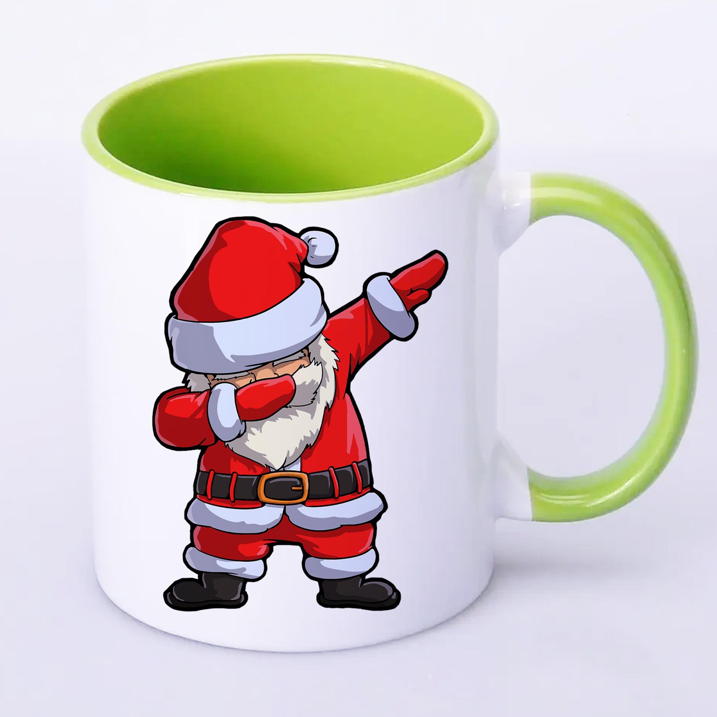 Чашка з новорічним принтом Санта "Санта-Клаус деб" 330 мл Салатовий (16631) - фото 2