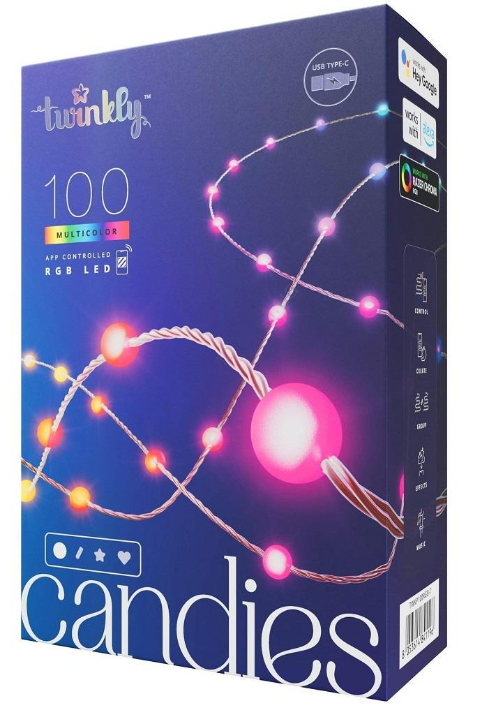 Гирлянда светодиодная Twinkly Candies Pearl 100 ламп RGB с зеленым кабелем 6 м (TWKP100RGB-G)