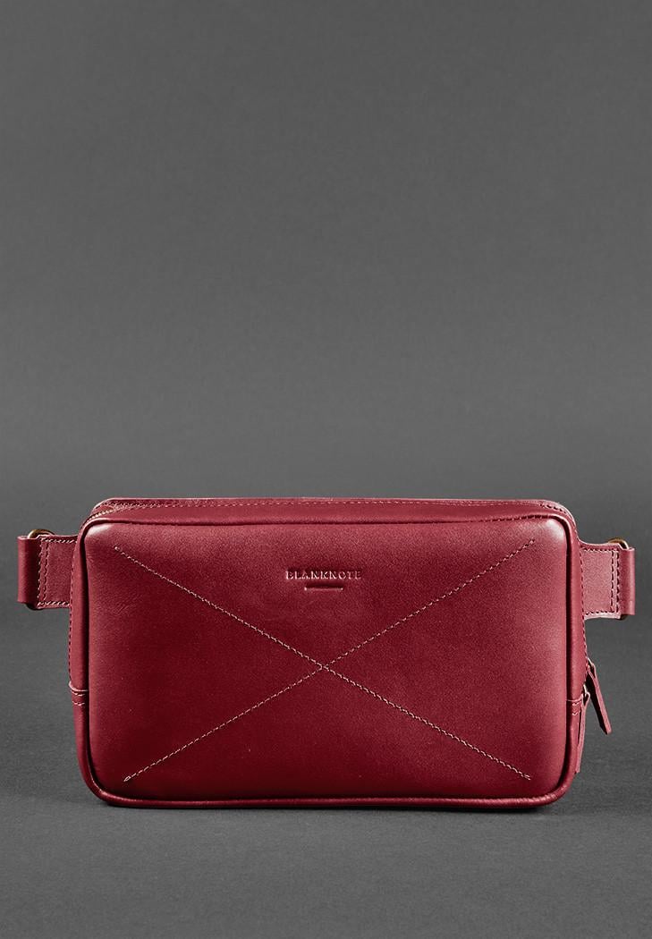 Поясна сумка шкіряна Dropbag Maxi Krast Бордовий (A-026393)