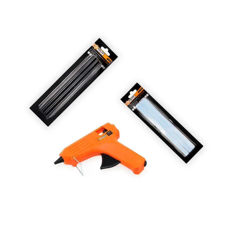 Набір клейовий Polax з пістолетом 11,2 мм 40W 6 прозорих стрижнів і 6 чорних (322-01)