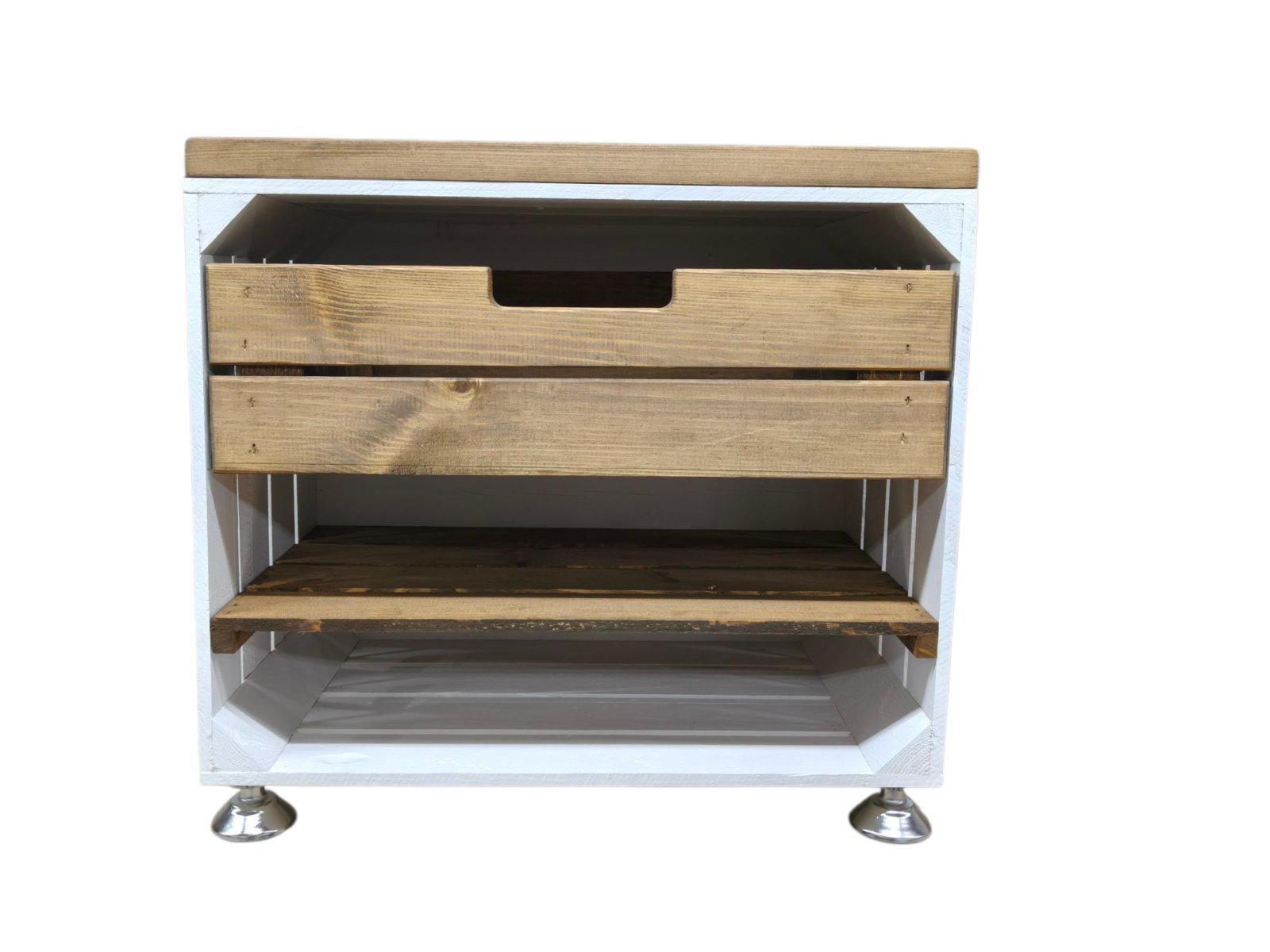 Тумбочка приліжкова дерев'яна 500x460x300 мм Коричневий/Білий (30764679) Тумбочка приліжкова дерев'яна 500x460x300 мм Коричневий/Білий (30764679)