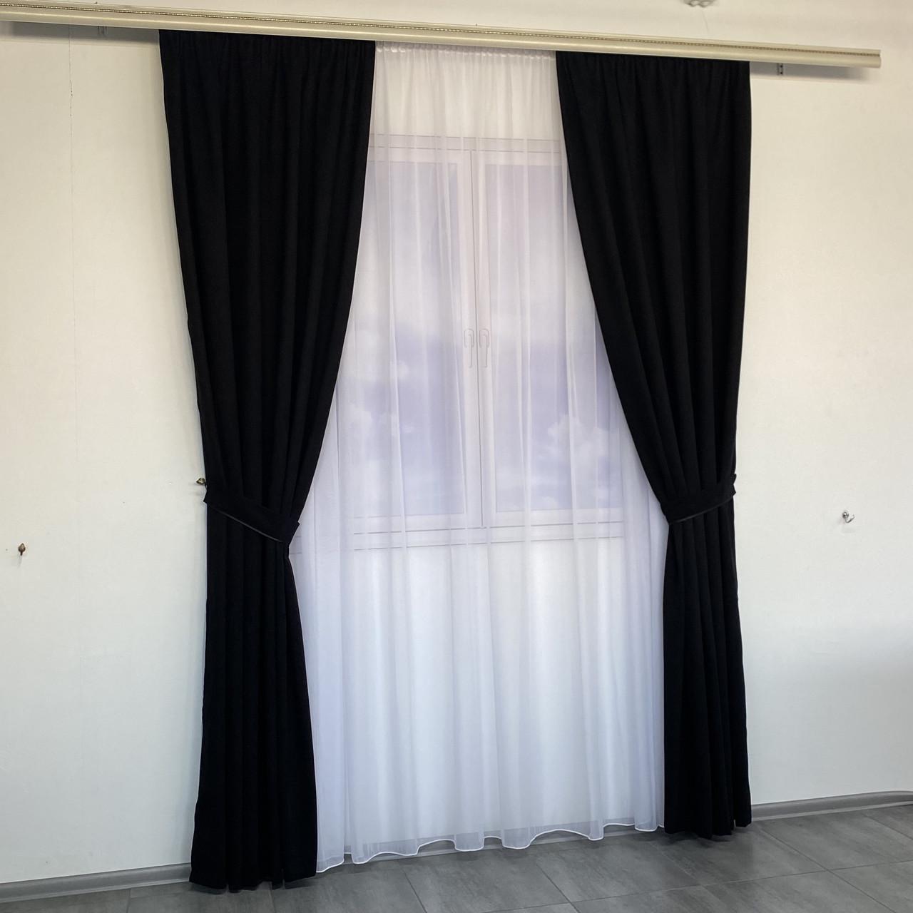 Шторы готовые микровелюр на тесьме однотонные Черный - фото 3 Шторы готовые микровелюр на тесьме однотонные Черный - фото 3