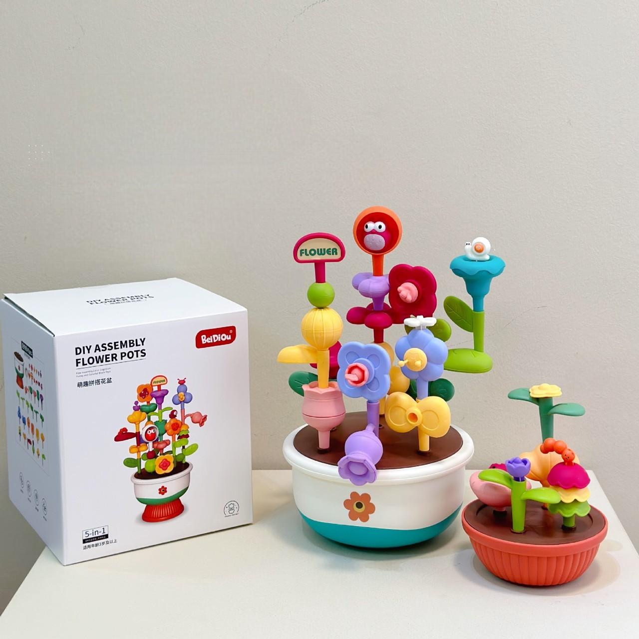 Конструктор дитячий BeiDiou Квітковий Сад DIY Assembly Flower Pots Різнокольоровий (4184) - фото 2