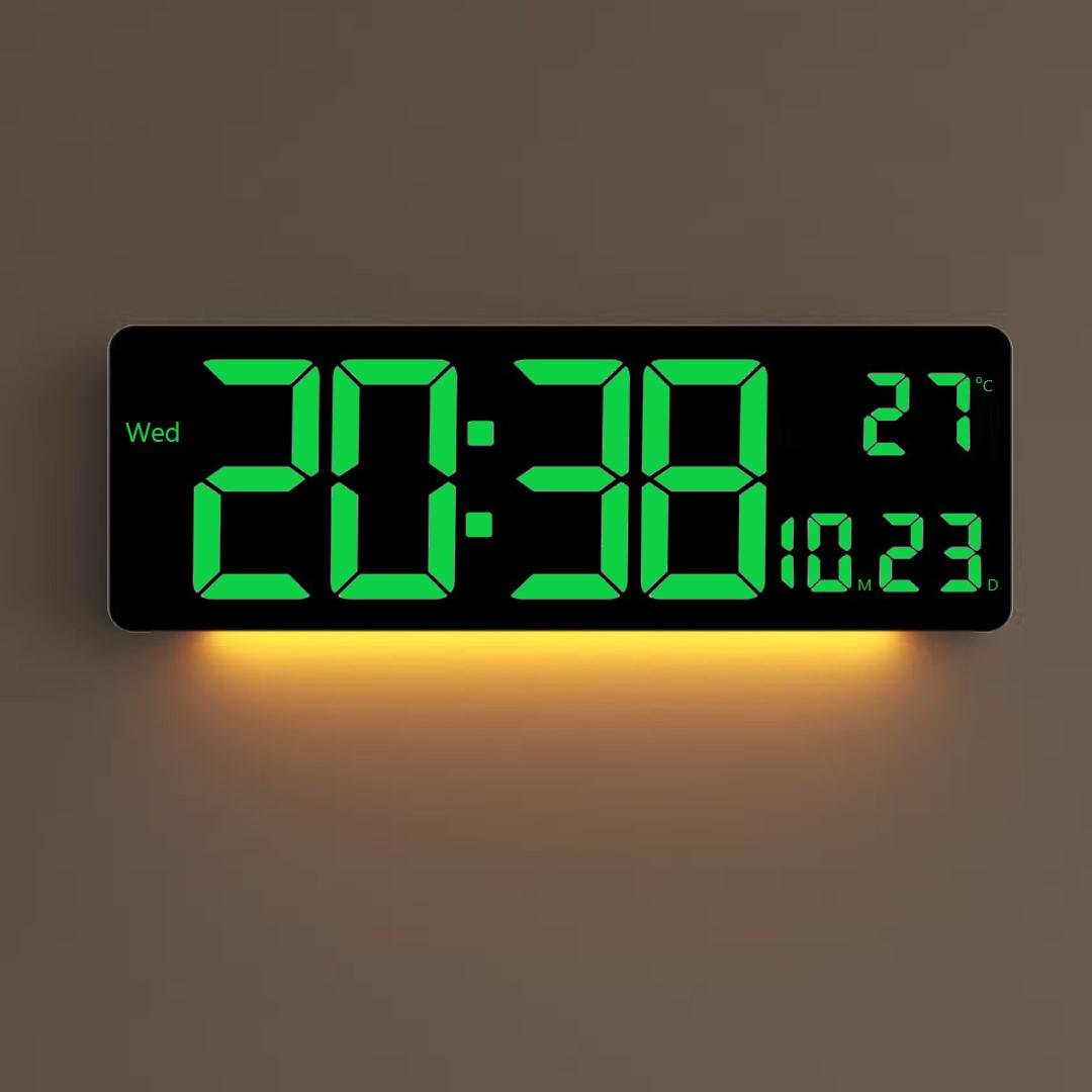 Часы настенные электронные Mids с 7 цветами подсветки цифр термометром гигрометром и календарем (NS-658)