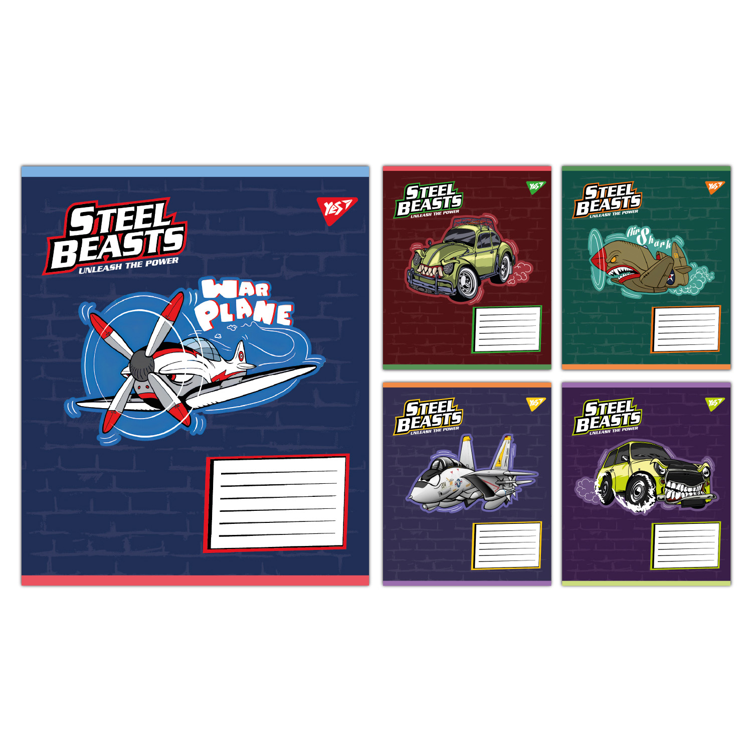 Набор тетрадей школьных YES Steel Beasts А5/12 линия 25 шт. (767710)
