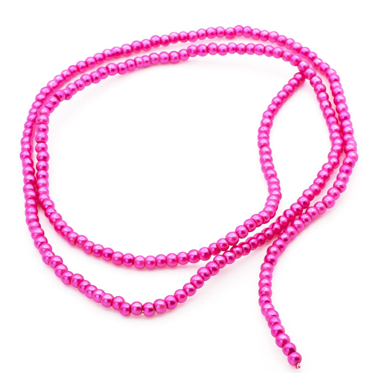 Намистини скляні на нитці під перли 3 мм 62 см 215 шт. Рожевий (БЖ0003к59)
