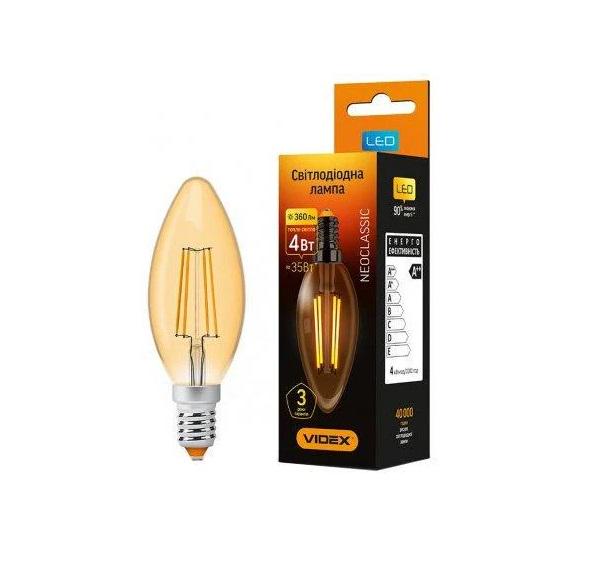 Світлодіодна лампа Videx Filament С37FА 4W E14 2200K 220V Бронзовий (VL-C37F-04142)