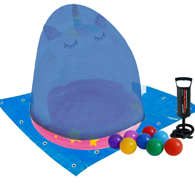 Бассейн надувной детский Intex Единорог виниловый с навесом/насосом/подстилкой/тентом и шариками Бело-розовый (21-9-58438-3) Бассейн надувной детский Intex Единорог виниловый с навесом/насосом/подстилкой/тентом и шариками Бело-розовый (21-9-58438-3)