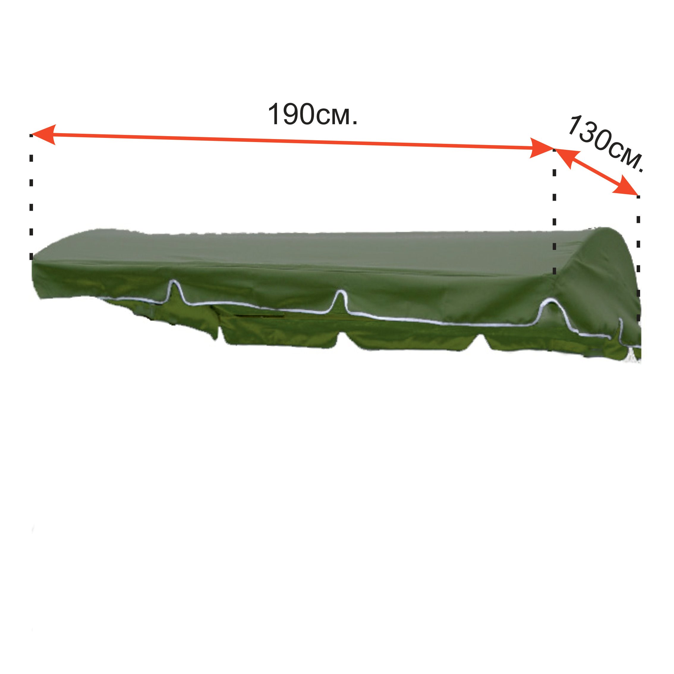 Тент-крыша на садовую качель 130х190 см Хаки - фото 3