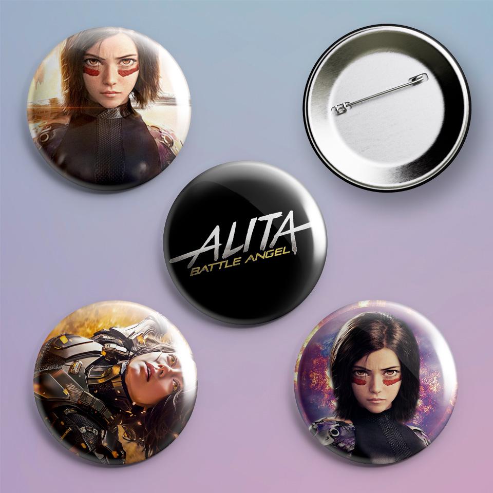Значки на рюкзак с принтом аниме Алита: Боевой ангел Alita: Battle Angel 4 шт.
