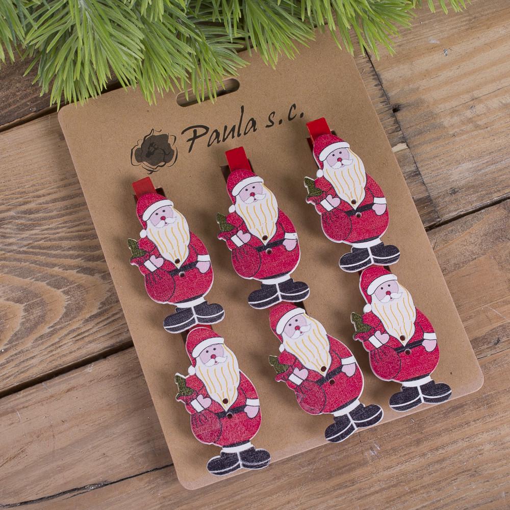 Новорічні прищіпки Санта з мішком (2397-4)