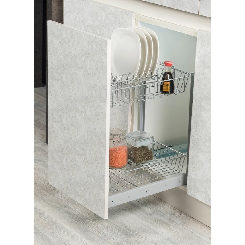 Карго Starax на 2 полиці для склянок і тарілок з дотягом S-2164-C 500 мм Хром (010002)