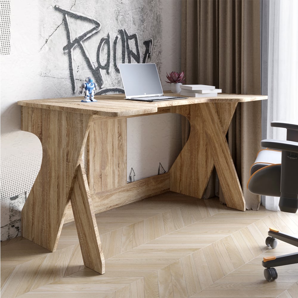 Стіл геймерський Lion Крід 130х80х74,5 см Дуб Сонома трюфель (LION-041722) - фото 1 Стіл геймерський Lion Крід 130х80х74,5 см Дуб Сонома трюфель (LION-041722) - фото 1