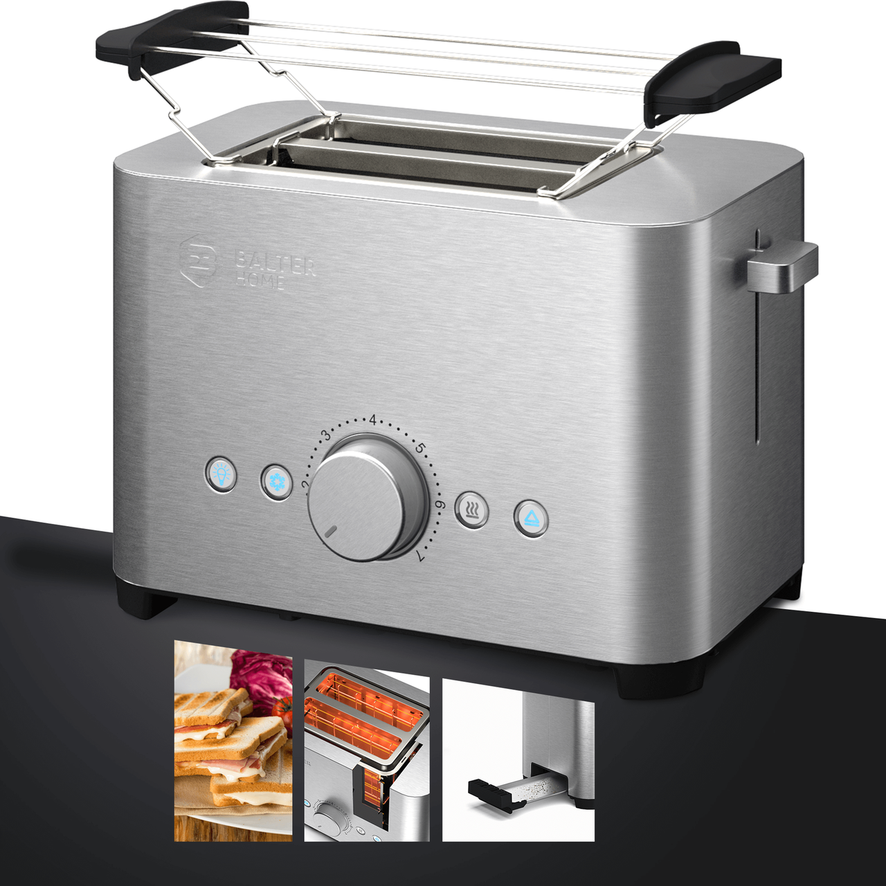 Тостер з насадкою Balter Toaster для американської булочки/сендвічів нержавіючої сталі (7360324) - фото 8