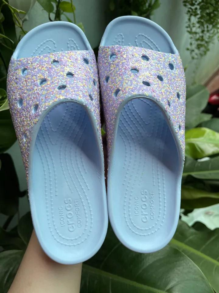 Слайди Crocs Classic Platform Glitter Slide р. 38-39 Blue Calcite/Multi (14907081) - фото 8