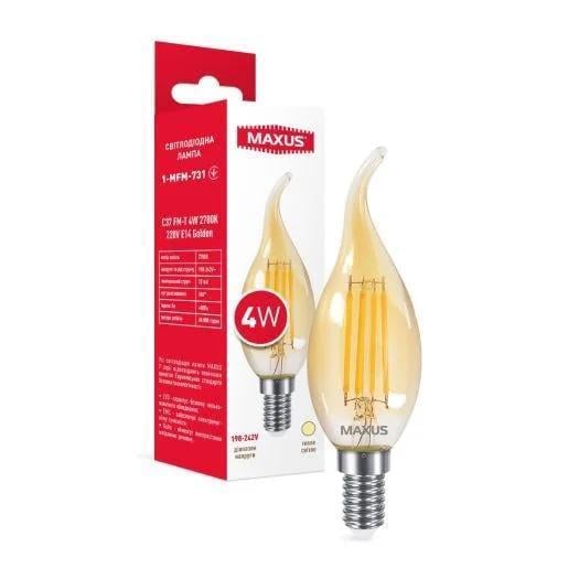 LED-лампа свеча Maxus 1-MFM-731 C37 FM-T 4W 2700K E14 Golden (28684755)