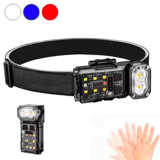 Фонарь светодиодный X-BALOG X52 налобный USB 2LED + 6SMD RGB портативный (23678337) - фото 2 Фонарь светодиодный X-BALOG X52 налобный USB 2LED + 6SMD RGB портативный (23678337) - фото 2