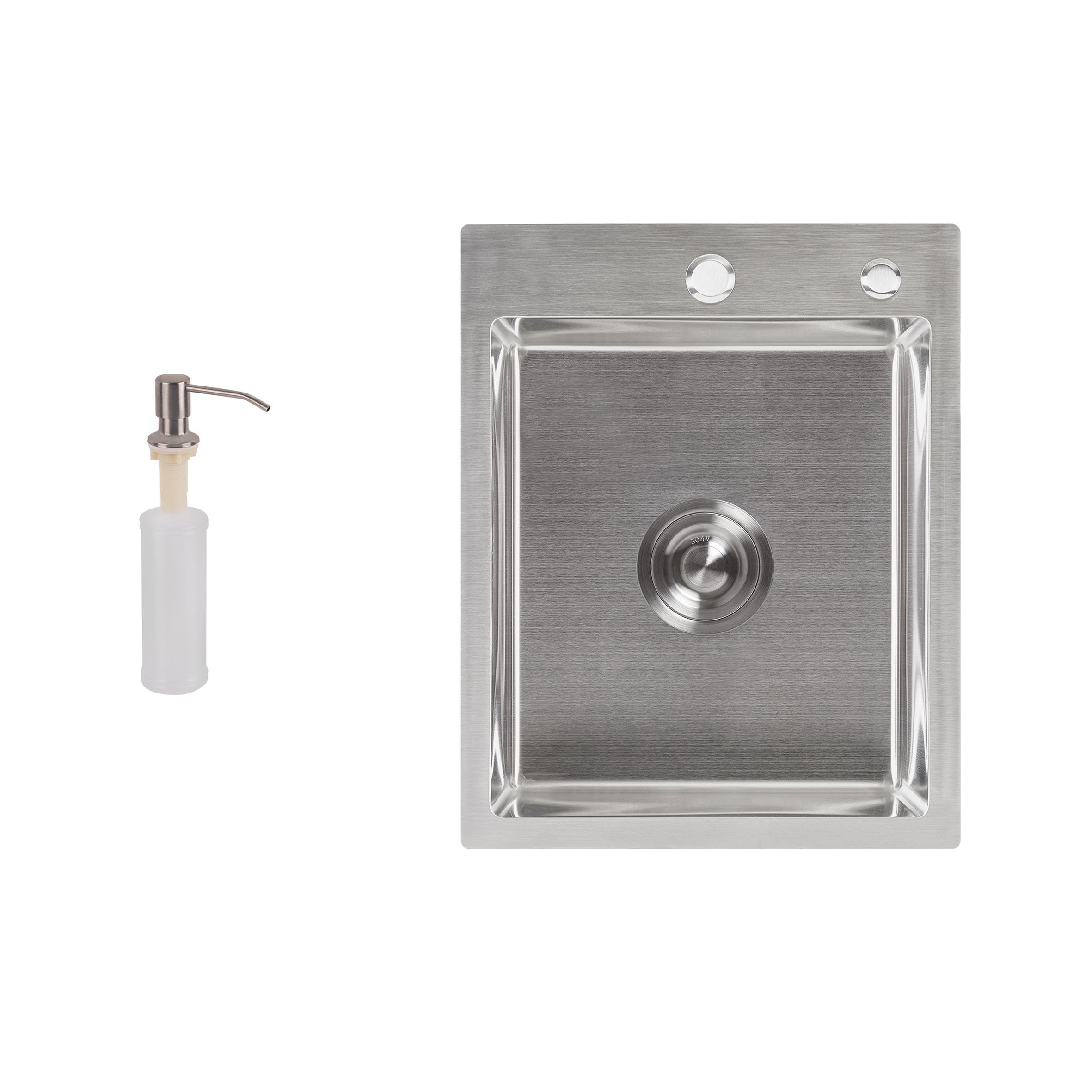 Мийка для кухні Lidz Handmade H4050 інтегрована 3,0/1,0 мм Brushed Steel (LDH4050BRU39258)