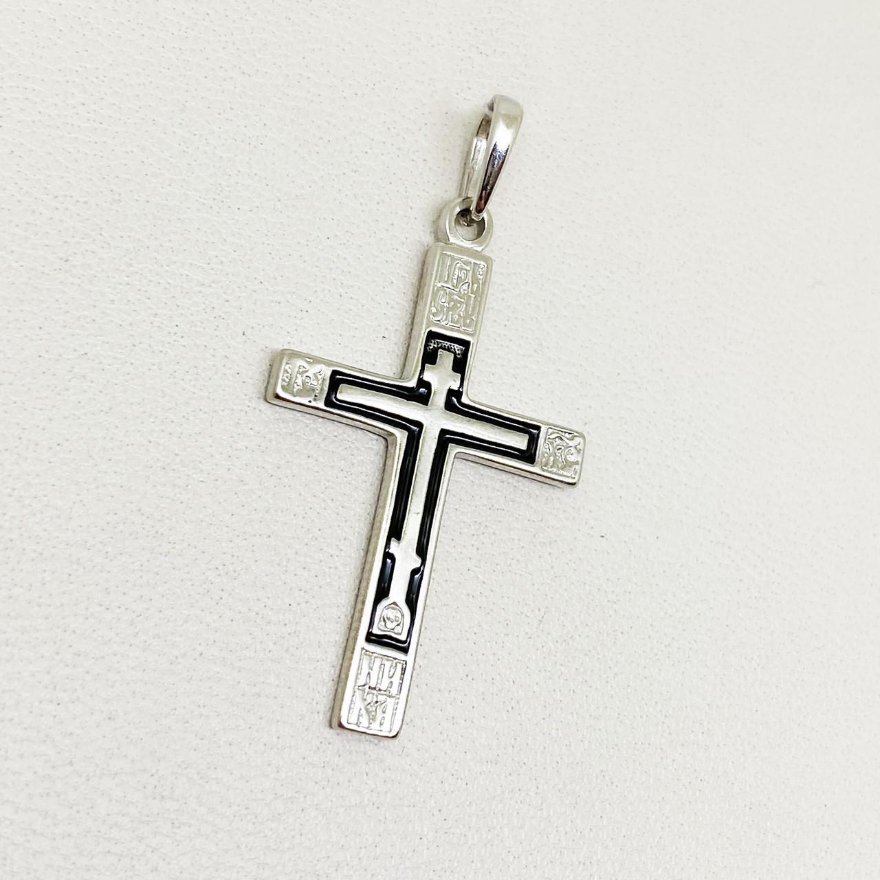 Крест православный серебряный с эмалью 2,8 г (1755122495)