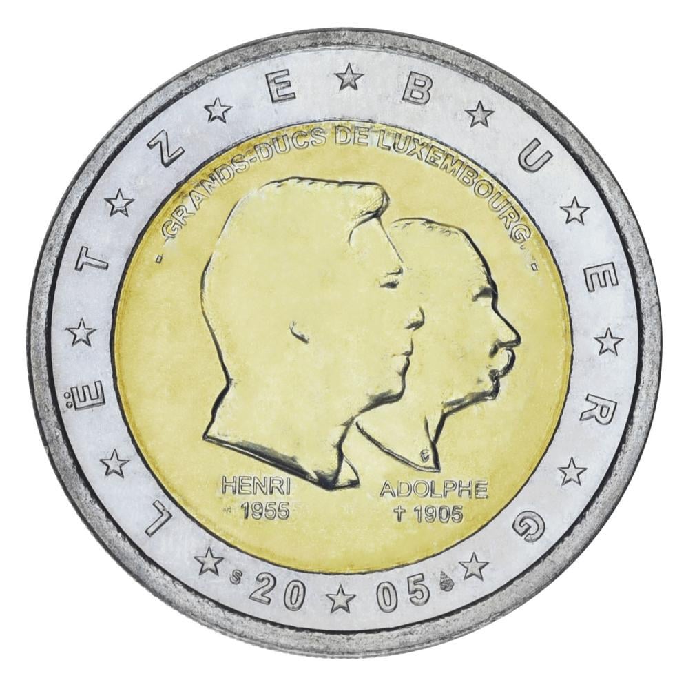 Коллекционная монета Люксембург 2 евро 2005 Три годовщины UNC (KM#87)