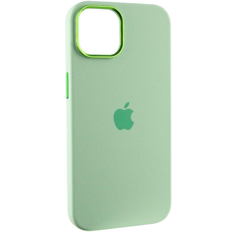 Противоударный чехол Silicone Case Metal Buttons (AA) для Apple iPhone 14 (6.1") Зеленый / Pistachio