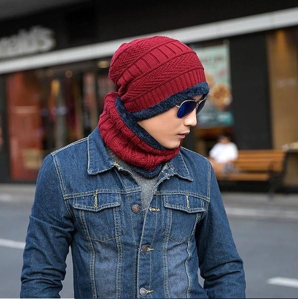 Комплект в'язана чоловіча шапка і бафф Nibesser Червоний - фото 2 Комплект в'язана чоловіча шапка і бафф Nibesser Червоний - фото 2