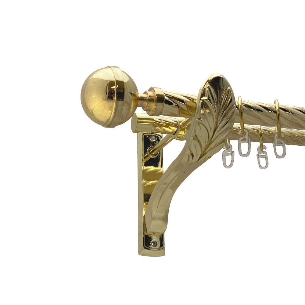 Карниз Orvit Калісто металевий дворядний ретро скручена труба кільце металеве 25/19 мм 300 см Золото (00-00010902)