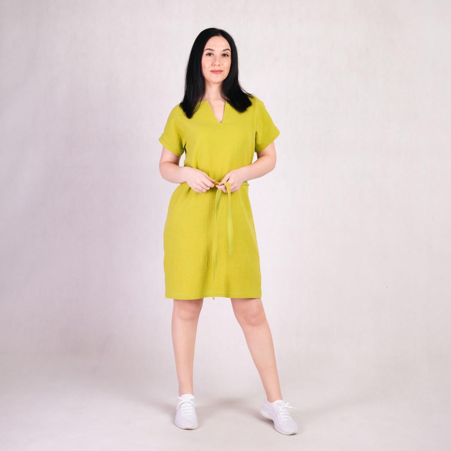 Платье женское миди с поясом Tina TN-2146 р. 48-50 Оливковый