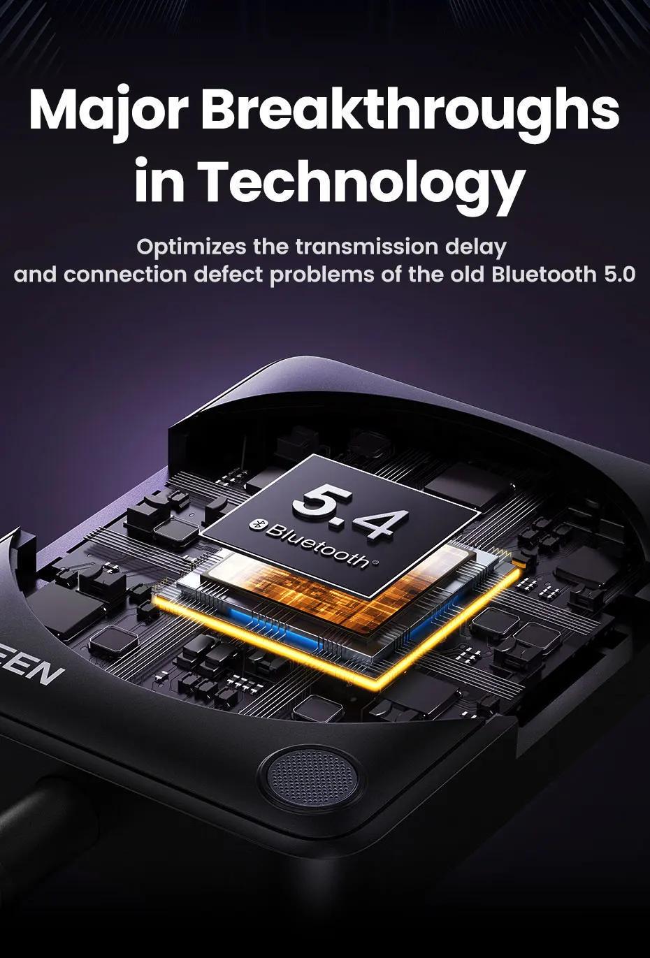 Адаптер UGREEN Bluetooth 5.4 приймач USB-AUX/3,5 мм minijack з мікрофоном RGB Чорний (35002) - фото 15 Адаптер UGREEN Bluetooth 5.4 приймач USB-AUX/3,5 мм minijack з мікрофоном RGB Чорний (35002) - фото 15