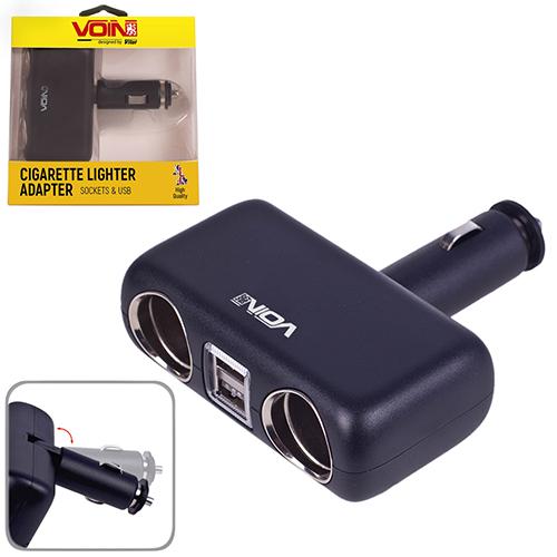 Розгалужувач прикурювача Voin змінний кут 2 виходи + 2 USB 2400 mA 12/24V (SC-2004) - фото 4