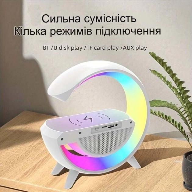 Колонка Bluetooth з бездротовою зарядкою G500 3в1 RGB з радіо 10 W 15 см USB SD FM AUX - фото 3