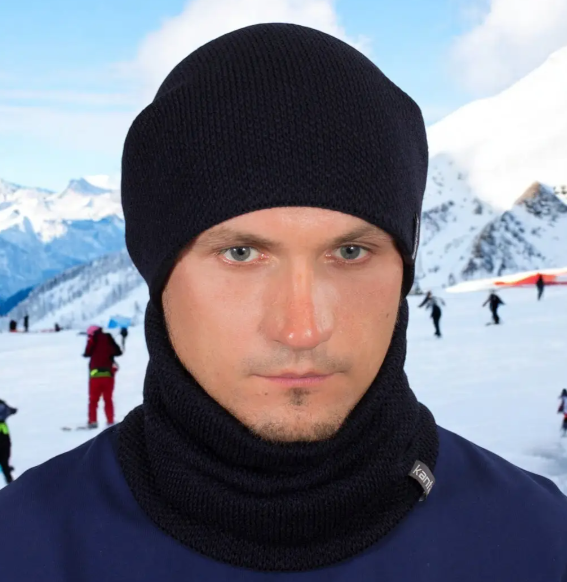 Комплект мужская шапка со снудом вязаная на флисовой подкладке Черный (29548389) - фото 4 Комплект мужская шапка со снудом вязаная на флисовой подкладке Черный (29548389) - фото 4