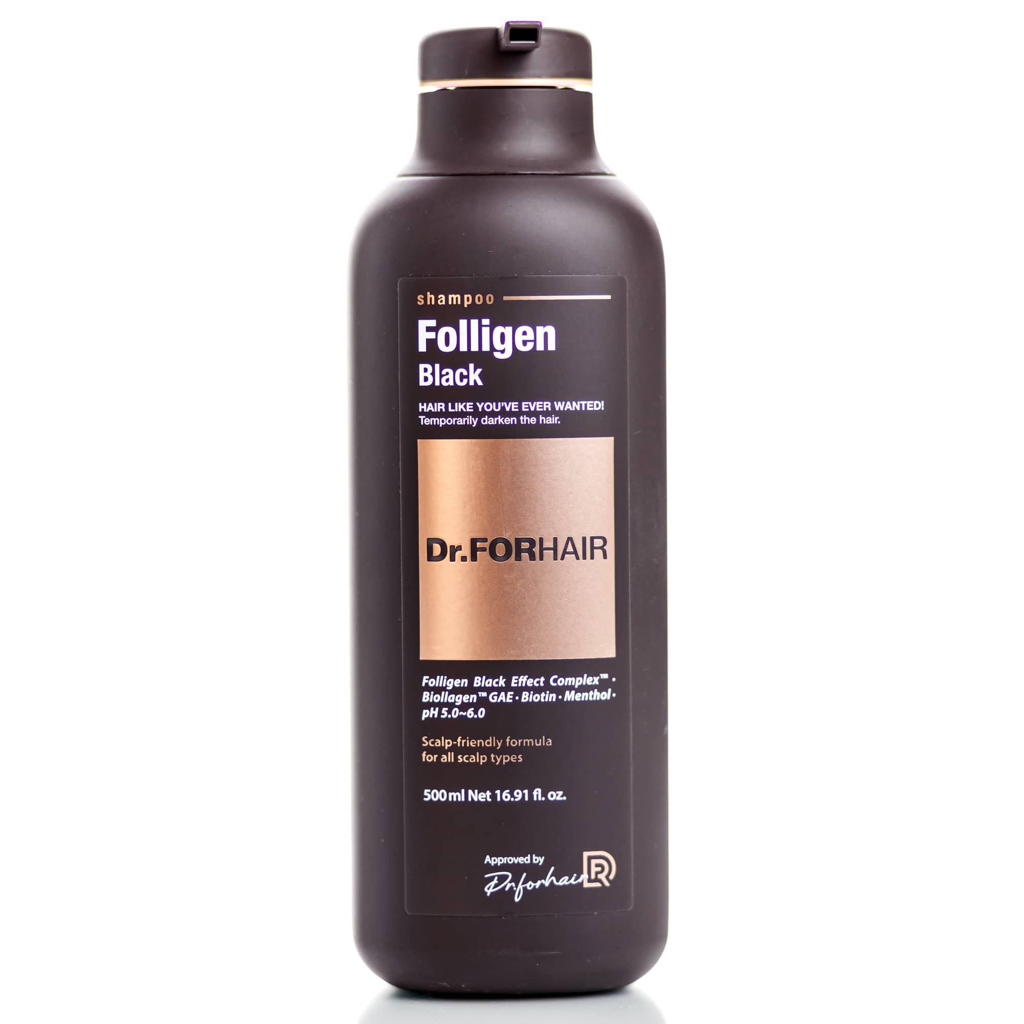 Шампунь для відновлення кольору сивого волосся Dr.FORHAIR Folligen Black 500 мл