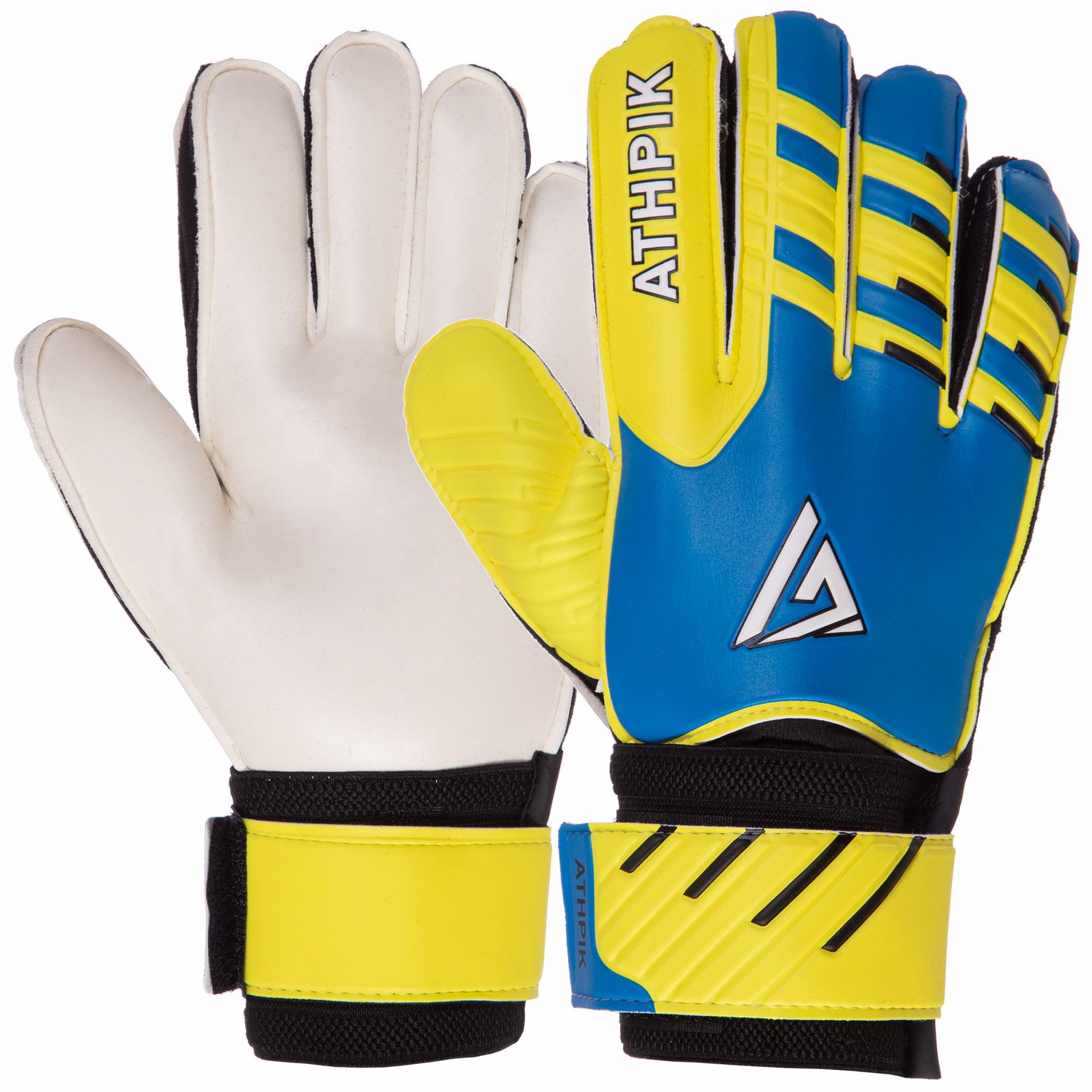 Воротарські рукавички із захистом пальців ATHPIK SP-Sport р. 8 Синій/Жовтий (FB-9277)