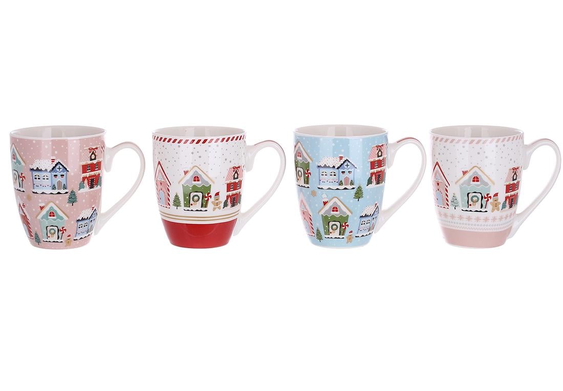 Набор кружек фарфоровых BonaDi Сладкое Рождество 400 мл 4 шт. (311-101)