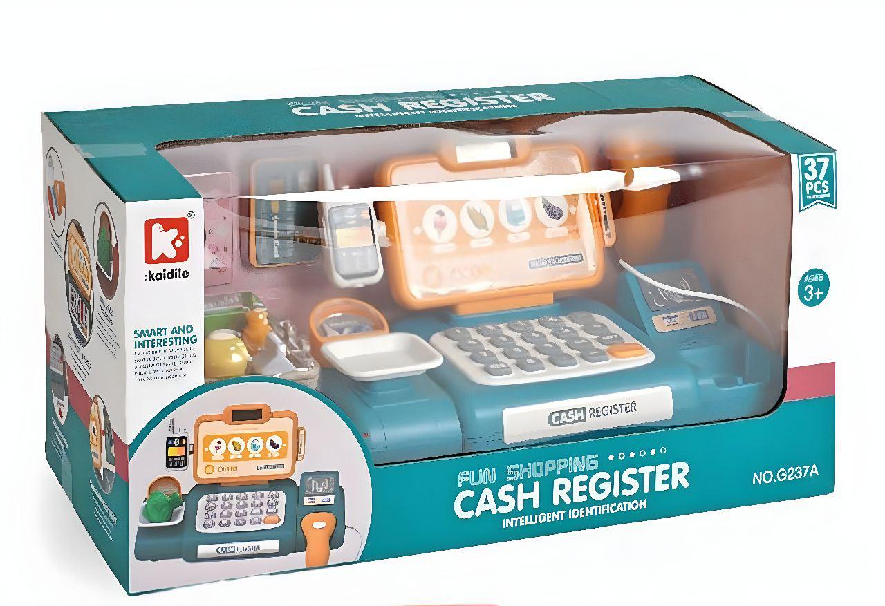 Игрушечный кассовый аппарат с калькулятором и сканером Синий (155606-1)