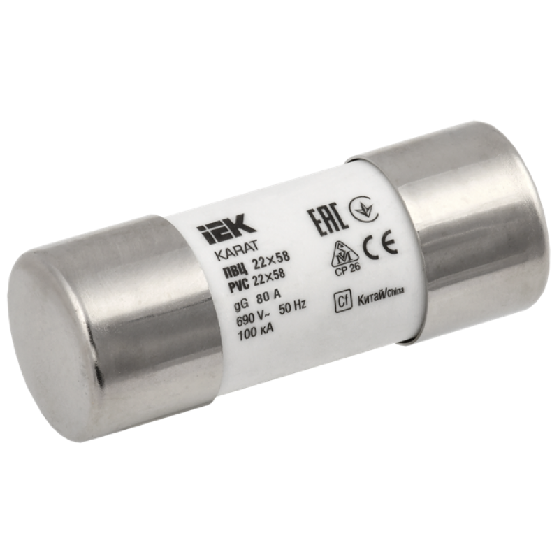 Предохранитель цилиндрический плавкий УЕК KARAT 80А gG 22х58 мм (MFL30-080) Предохранитель цилиндрический плавкий УЕК KARAT 80А gG 22х58 мм (MFL30-080)