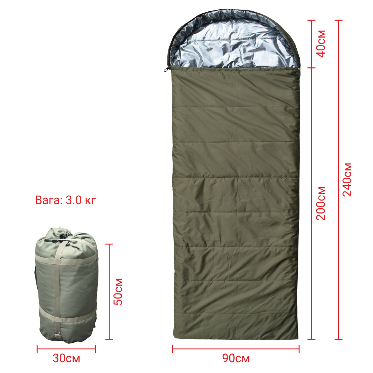 Спальный мешок зимний DERBY армейский с чехлом 240х90 см (2368424042) - фото 5 Спальный мешок зимний DERBY армейский с чехлом 240х90 см (2368424042) - фото 5
