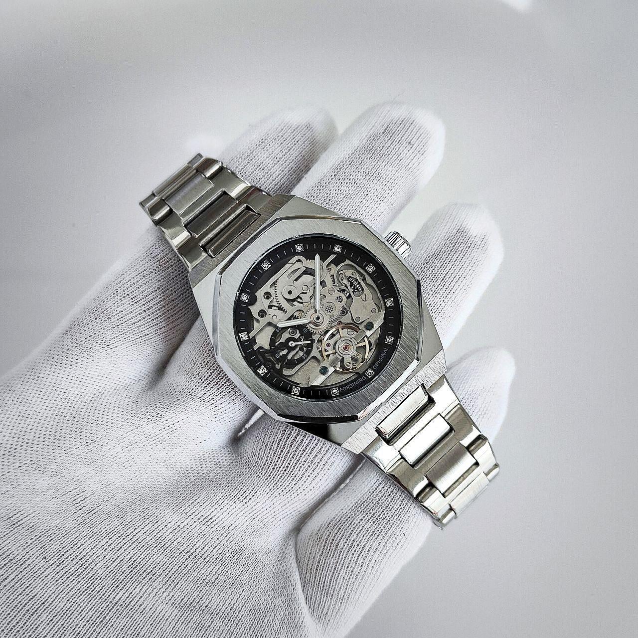 Наручний годинник механічний Forsining 8202 Silver (14271464) - фото 5