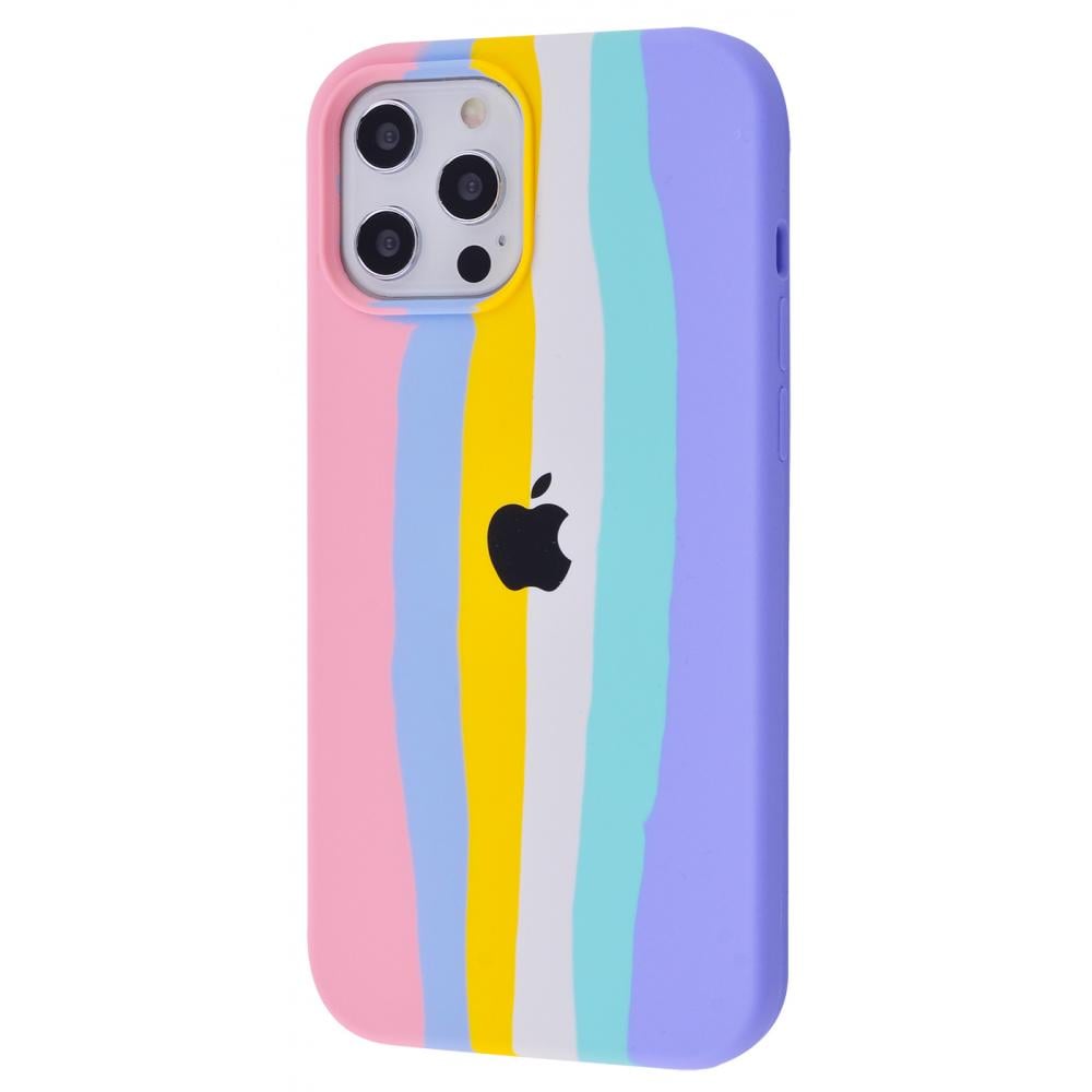 Чохол із м'якою підкладкою PRC Rainbow Silicone Case iPhone 12 Pro Max pink/purple Рожевий Фіолетовий