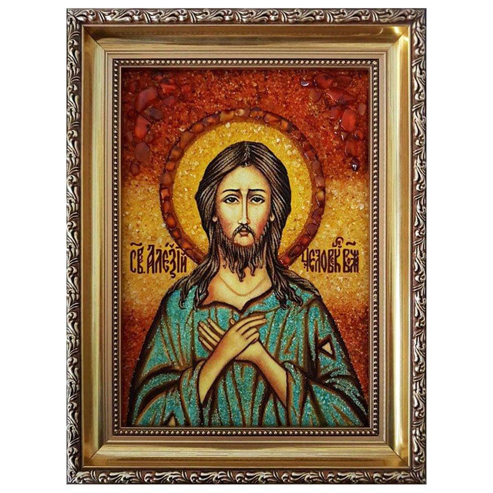 Икона Святой Алексий человек Божий янтарная 30х40 см (М0026-30х40)