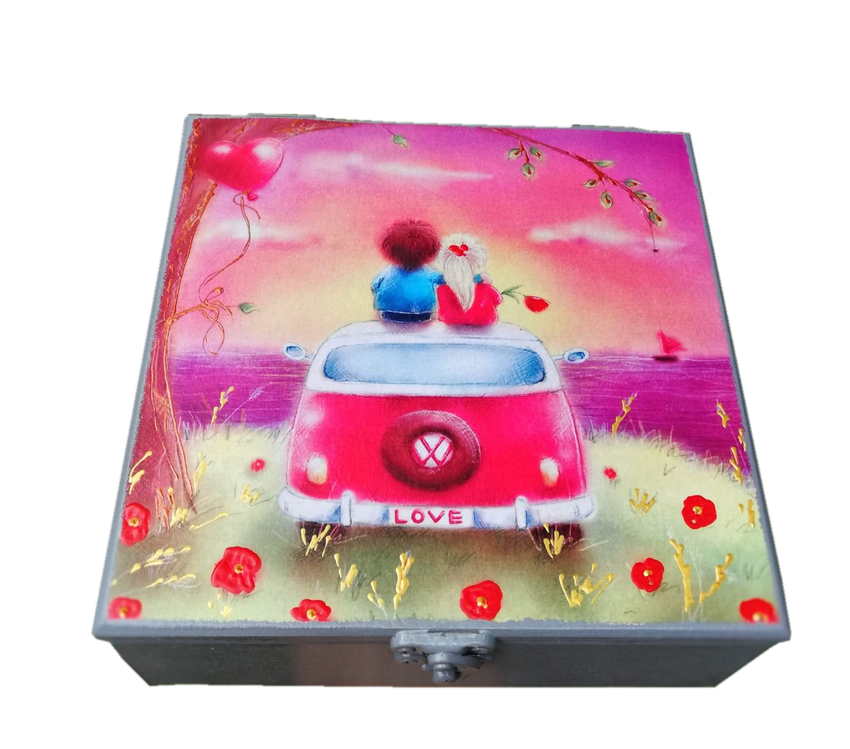 Шкатулка для украшений Okl Ручная роспись 15х15х5 см Разноцветный (1578508)