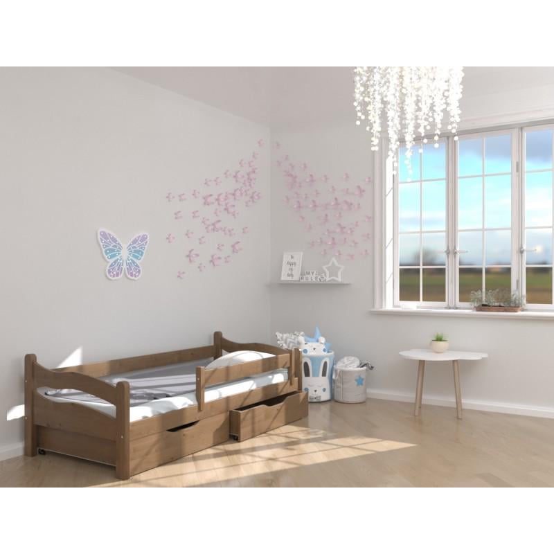 Кровать односпальная в детскую Luna mebli Злата с бортиком/ящиками 90x190 см Орех светлый (19049801)