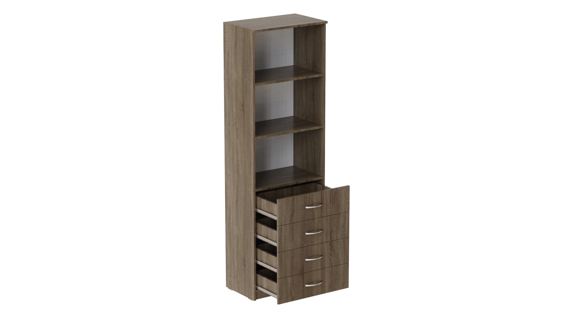 Шкаф Ferrum-decor Анжело на 3 полки с 4 ящиками ДСП 16 мм 1900x600x380 мм Дуб Сонома Трюфель (FRD-104987)