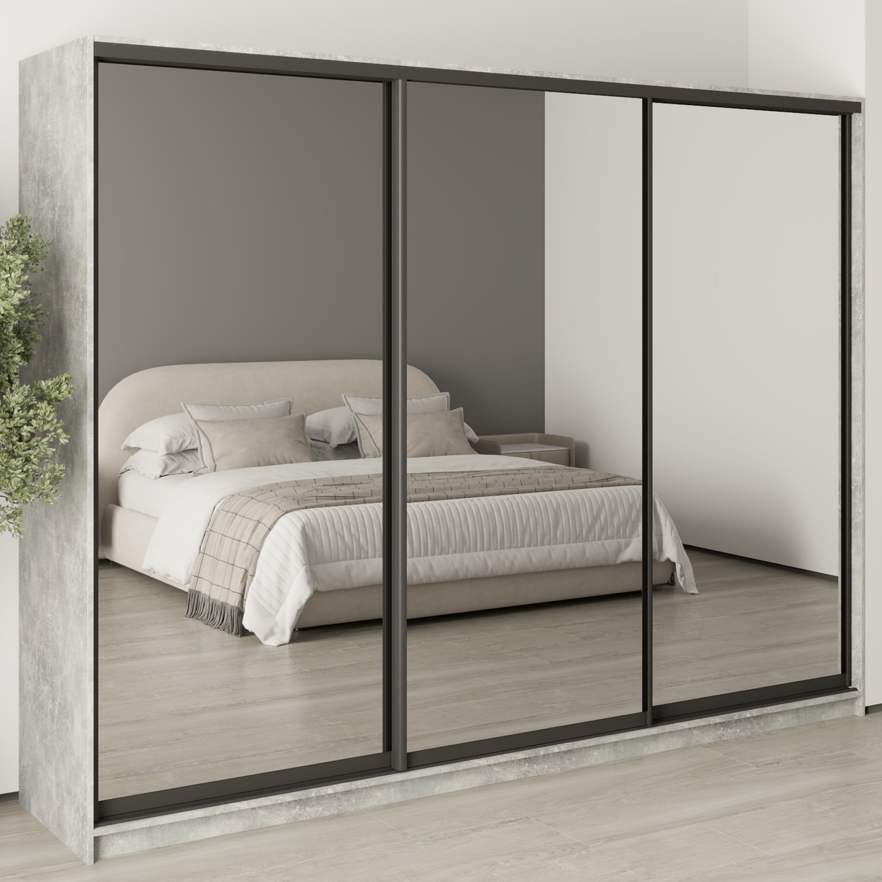 Шкаф-купе трехдверный Mebel Star Комбо BG MBS-9317 270х45х210 см Бетон (1009306)